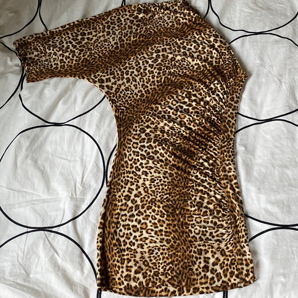 TART One shoulder leopard print mini dress size S 🐆